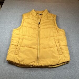 Red Camel Puffer Vest Mens XL Yellow Zip Front Heavy Duty Pockets Lined *NOTE